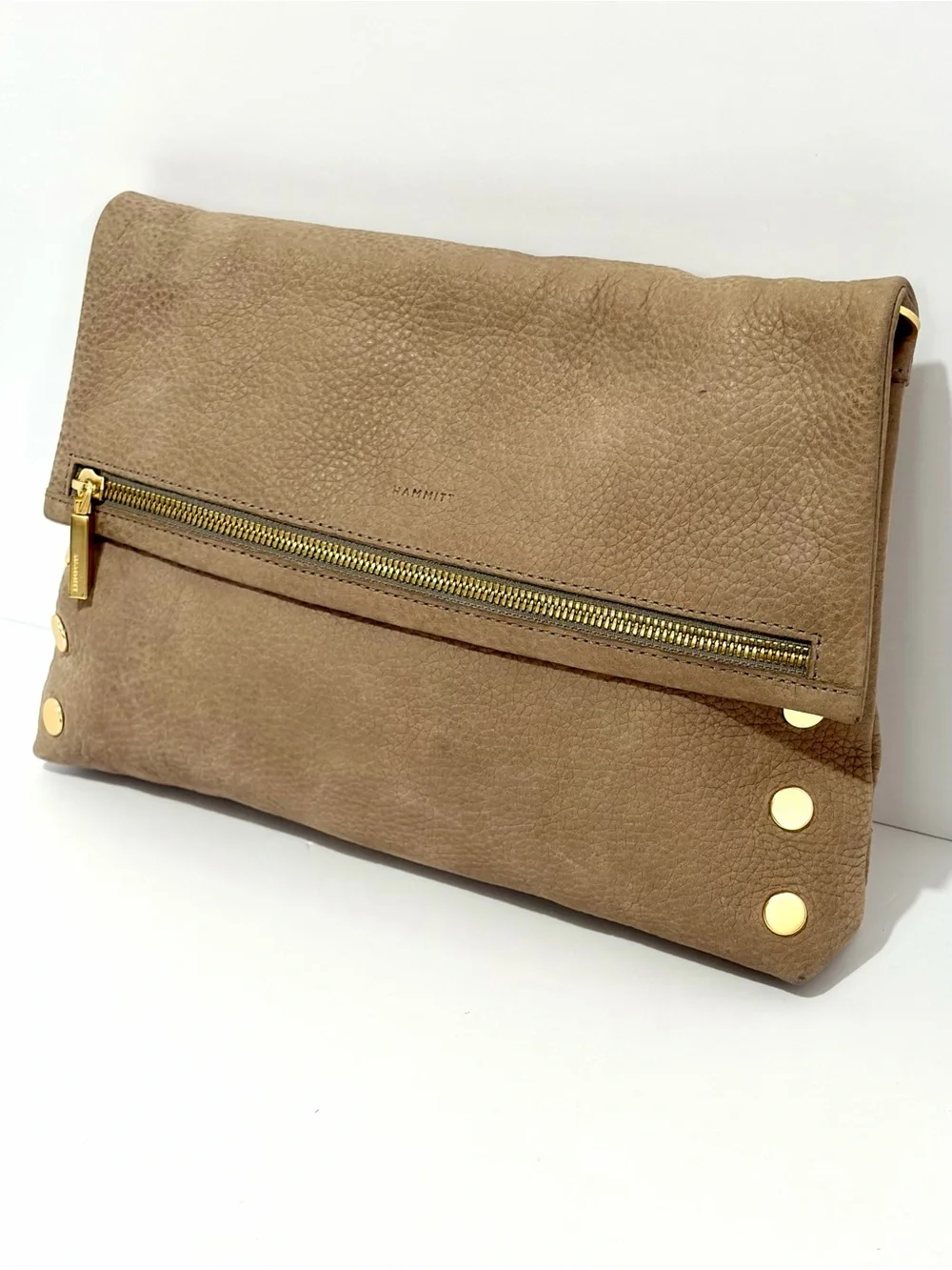 Hammitt VIP LG Crossbody Bag In Grey Natural Nubuck/Brushed Gold